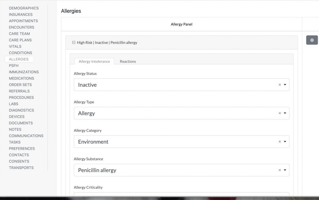 Medication reconciliation with Surgery Scheduling software - allergies